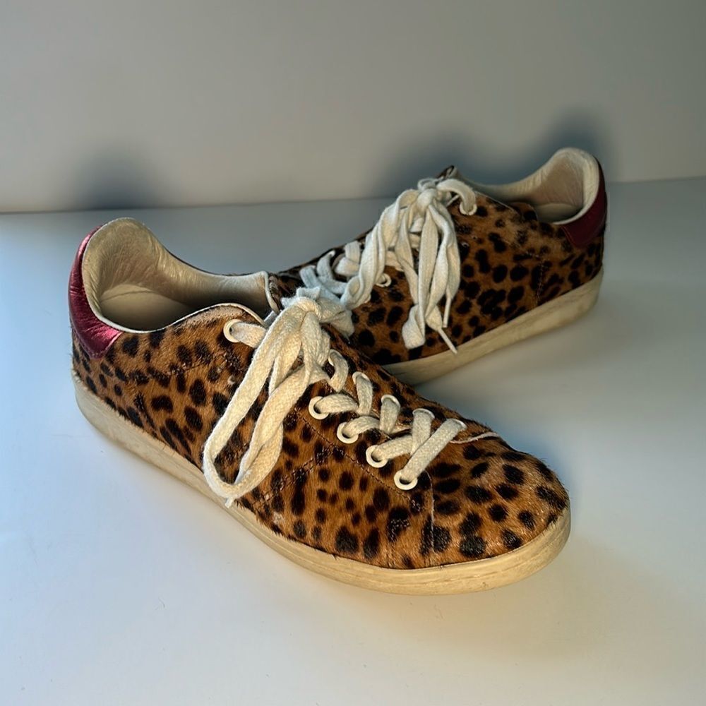 Isabel Marant Etoile Leopard Horse Hair Sneakers